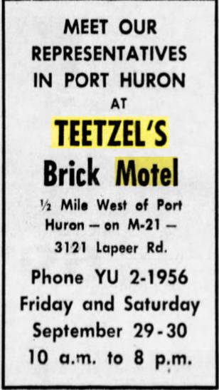 Teetzels Brick Motel (Penno Motel) - 1961 Classified Ad (newer photo)